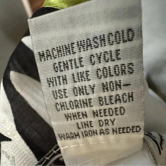 NWT ROBBIE BEE Sleeveless Vneck Dress Black & White Leaf Print Lime Trim Size 10 - Picture 5 of 5